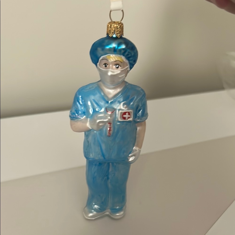 Blue and Silver Nurse Holiday Ornament